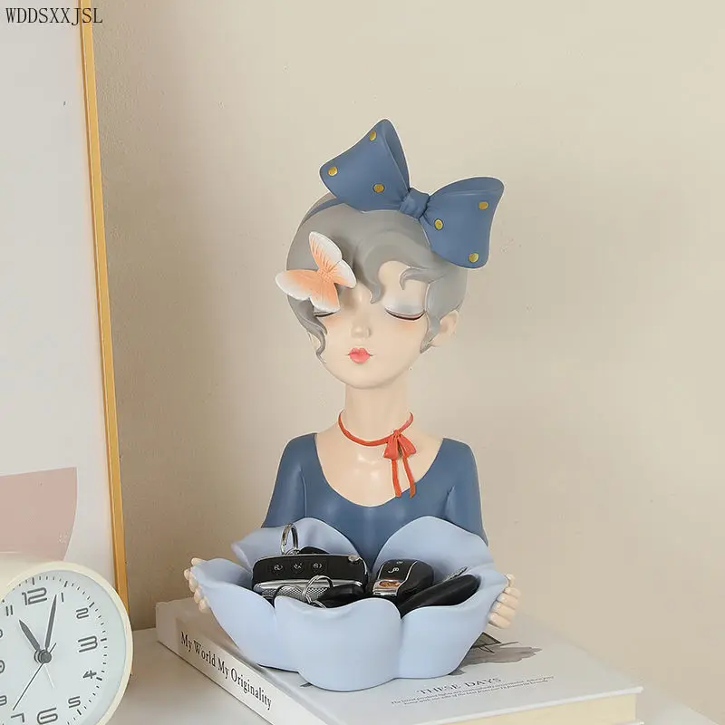 

WDDSXXJSL Home Key Storage Tray Decoration Resin Crafts Home Decoration Living Room Coffee Table Desktop Storage Character Decor