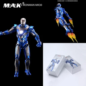 

In Stock 1/12 Scale 15.3cm Iron Man Comicave Studios Metal Iron Man MK30 Type Figure Model Light Toys Blue Color for Fans Gifts