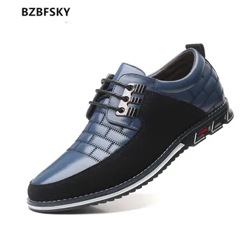 

BZBFSKY2021 Fashion Winter Plus Velvet Casual Shoes High Quality Men Leather Shoes Lace-Up Loafers Business Wedding Dress Shoes