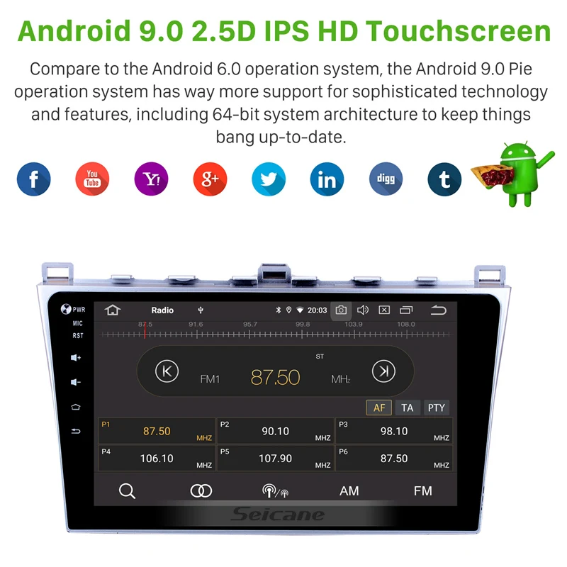 Discount Seicane Car Multimedia Palyer For 2008 2009 2010-2015 Mazda 6 Ruiyi 10.1 Inch Android 9.0 HD Full 1024*600 Touchscreen Car Radio 1
