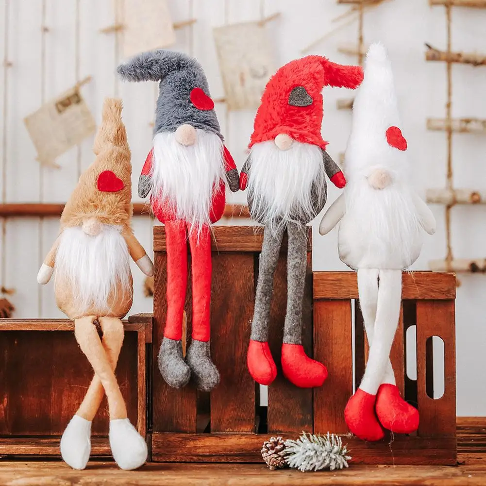 

28CM Christmas Decorations Plush Forest Man Doll Long Legs Sitting Posture No Face Doll Hanging Leg Window Christmas Supplies