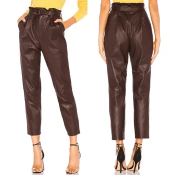 

ZANZEA 2020 Fashion Women's PU Leather Pants Pencil Trousers Casual High Waist Pantalons Plus Size Solid Long OL Turnip Pants