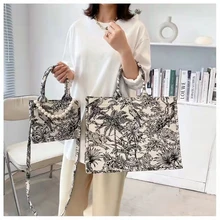 

Large Capacity Women Handbags 2021New Shoulder Bags Fashion Crossbody Bag Printed Shopping Bag Pearl Canvas Bag Bolsas Feminina