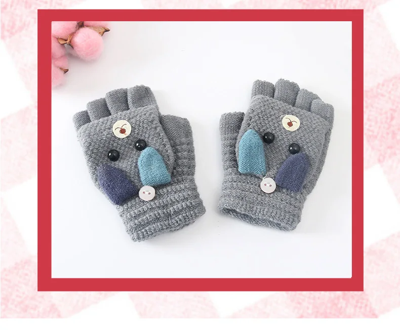 Детские Зимние перчатки для детей от 0 до 3 лет, полупальчиковые перчатки, теплые варежки для малышей, вязаные перчатки