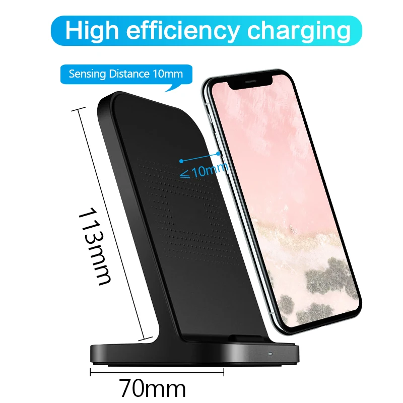 Qi Беспроводное зарядное устройство для iPhone X, 8 plus, 11 pro, беспроводное зарядное устройство, подставка для samsung S10, S9 plus, 10 Вт, быстрое Qi зарядное устройство, держатель для телефона