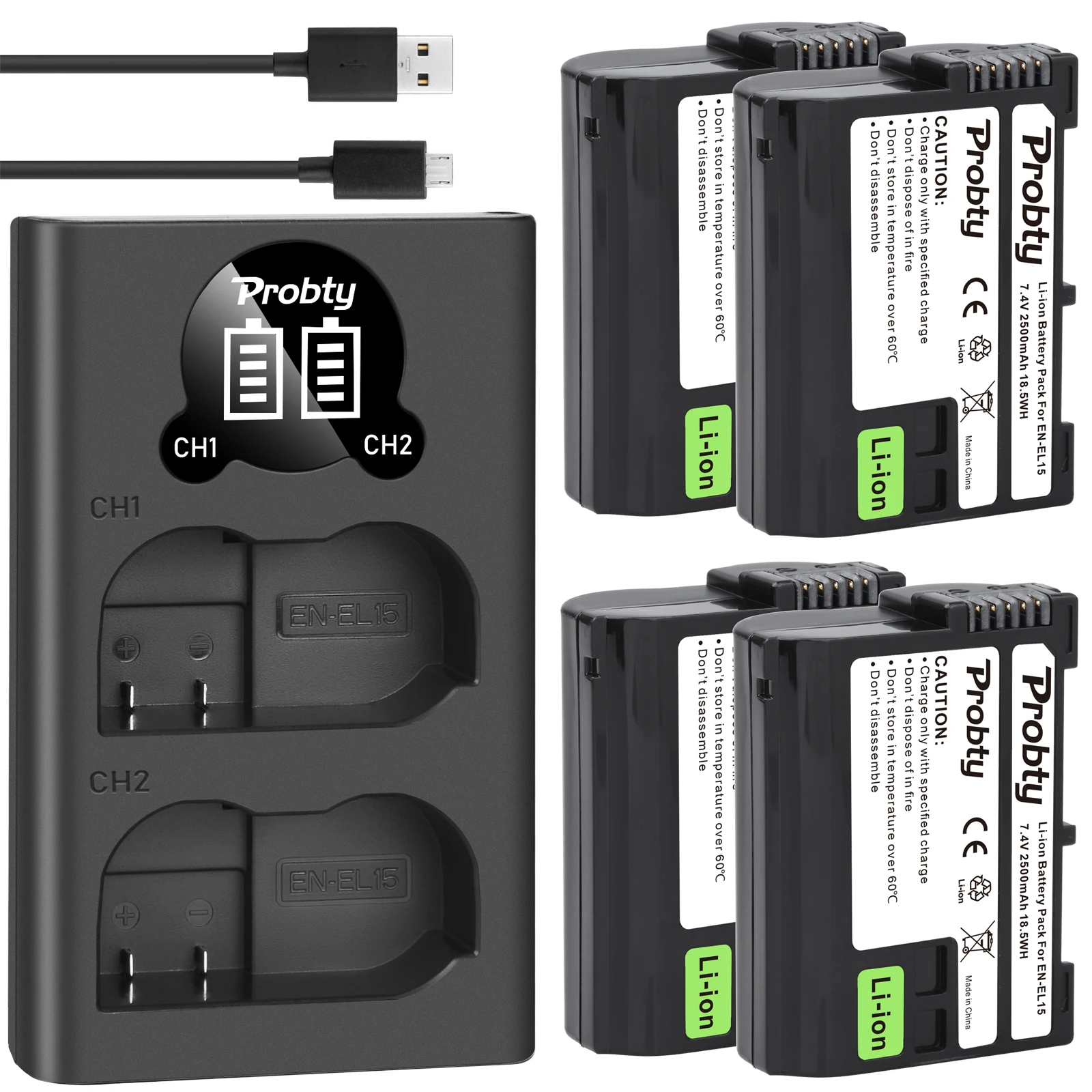 Аккумулятор 2500 мА · ч EN-EL15 EN EL15 EL15A + светодиодный USB-порт для зарядного устройства