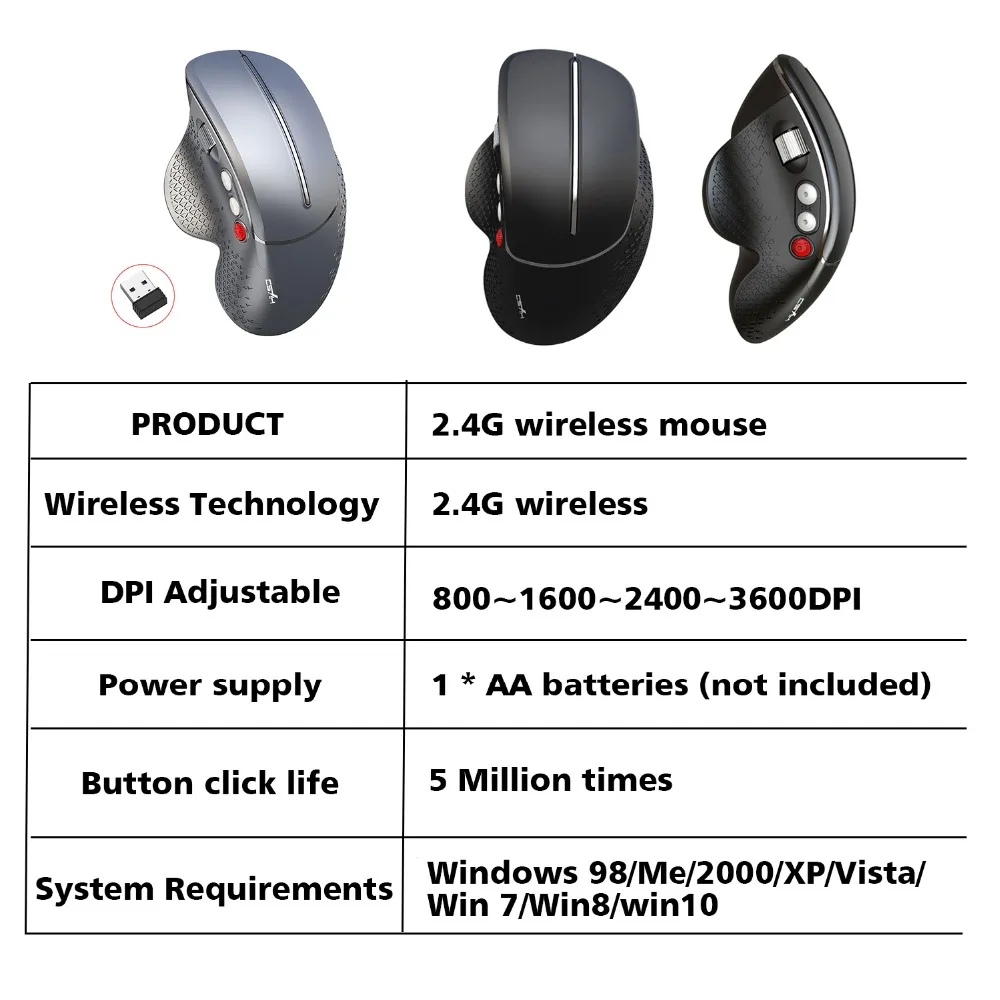 Профессиональные эргономичные Мыши 2,4 ГГц Беспроводная мышь dpi Регулируемая 6 кнопок bluetooth компьютерная мышь для ноутбука/рабочего стола/компьютера
