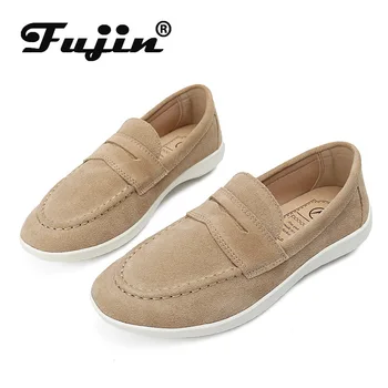 

Fujin Women's Flat Shoes Spring Summer New Loafers Fashion Casual Pedal Comfortable Leather Women's Breathable Flat Loafers