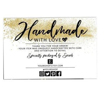 

Custom Minimum order of 100 CARDS Thank You for Your Order Card,Handmade With Love Card, Thank You for Your Order Package Insert