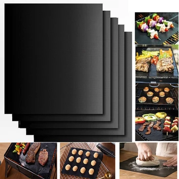 

Barbecue 40 * 33cm Non-stick Barbecue Mat High Temperature Cooking Sheets Placemat Reusable Lined Food Grade Kitchen Gadget Oven