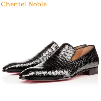 

PU Leather Chentel Noble Manual Black Fashion Mens Dress Shoes Handsome Flats Bottom Slip-On Casual Mens Shoes Party Male