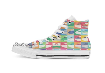 

Retro Airline Nose Livery Grid Large Custom Casual High Top lace-up Canvas shoes sneakers Drop shipping