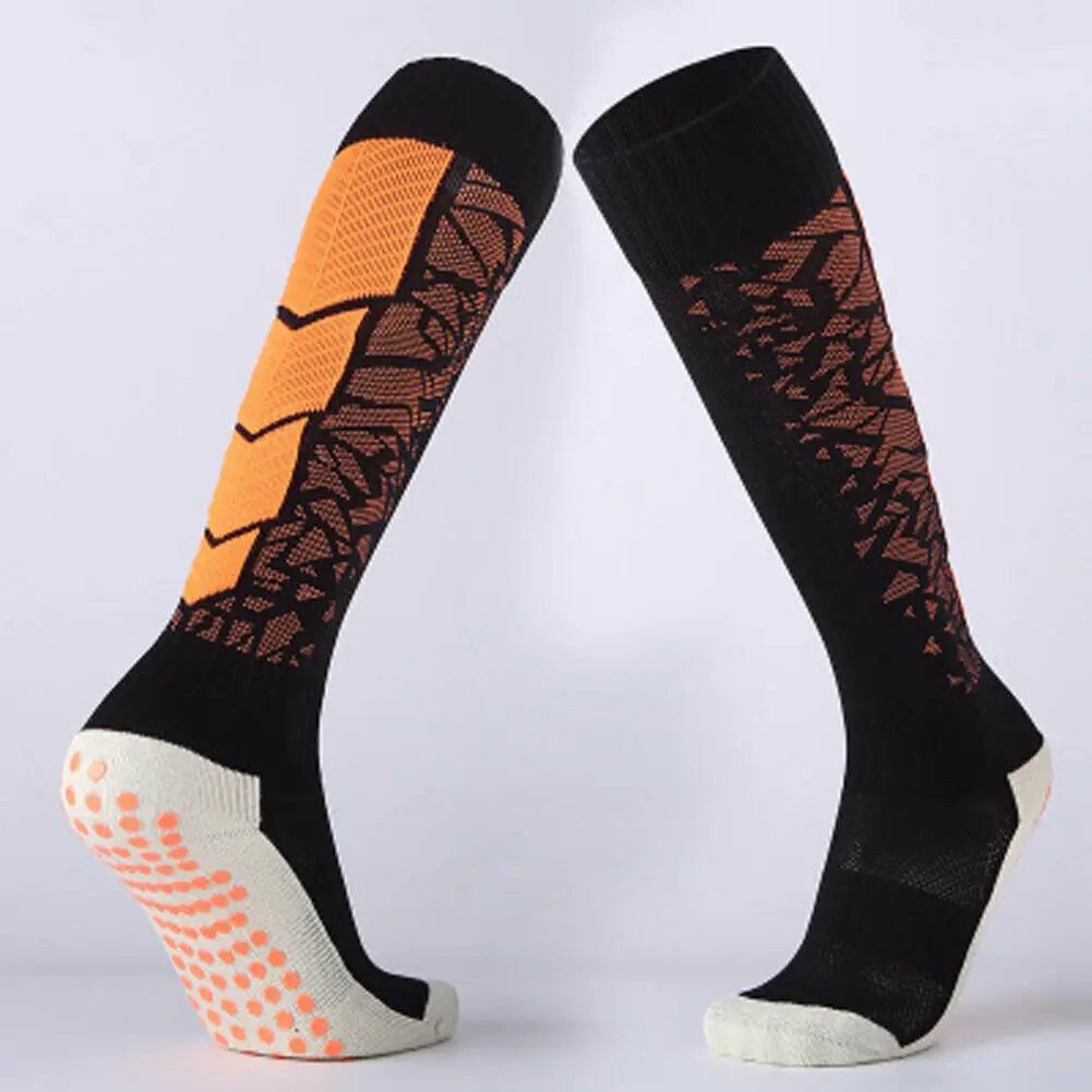 

1 Pair Anti-Slip Soccer Sports Socks Men Sock Football Knee Above Long Socks Gray Green Orange Pink