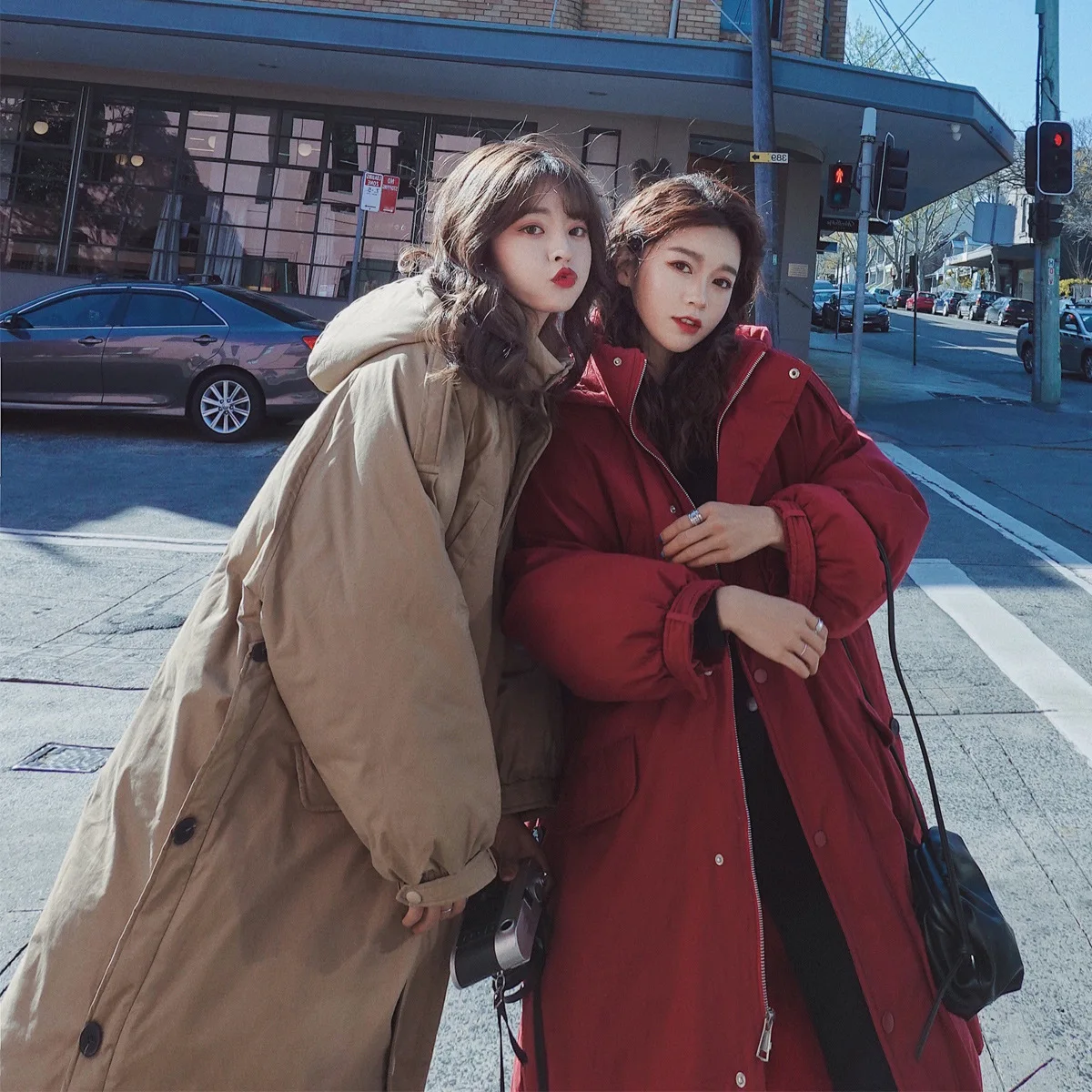 

Photo Shoot Mid-length Two-color down Jacket Cotton-padded Clothes 2019 Winter New Style Korean-style Loose-Fit Workwear Parka C