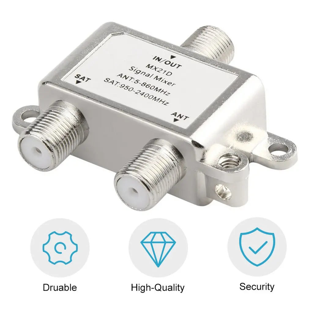 

2 in 1 2 Way Satellite Splitter TV Signal Cable TV Signal Mixer SAT/ANT Diplexer Lightweight & Compact