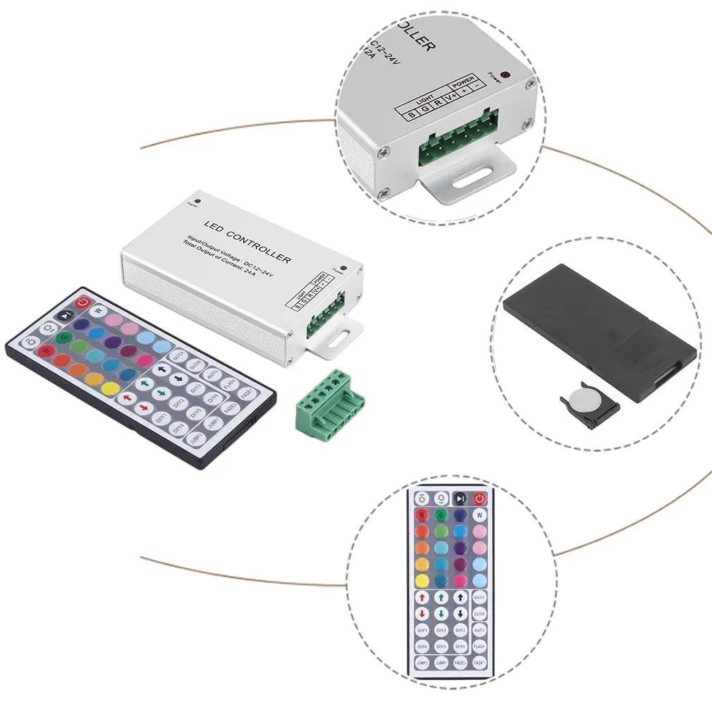 Новое поступление DC 12V 24A 288W 44key ИК пульт дистанционного управления RGB 3528 5050 SMD Светодиодная лента многоцветная портативная прочная