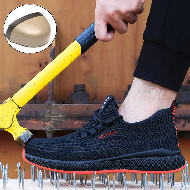 Air Mesh Steel Toe Breathable Safety Shoes Men and Women Puncture-Proof Non Slip Work Boots Lightweight Comfot Sneakers safety shoes