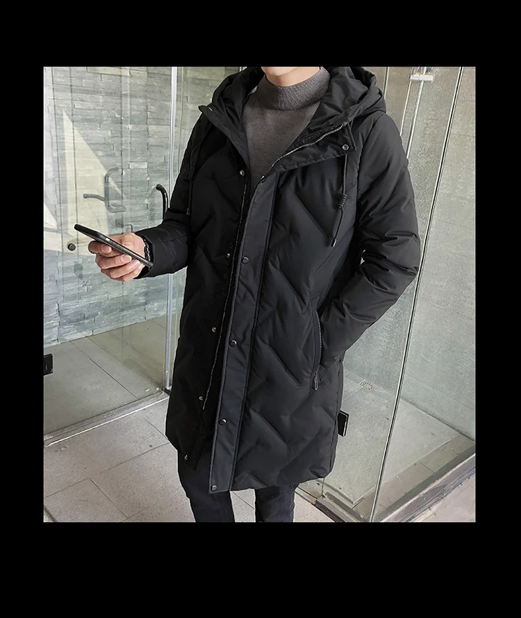 Новая зимняя мужская куртка-пуховик на молнии и Кепка, повседневное пальто средней длины для мужчин