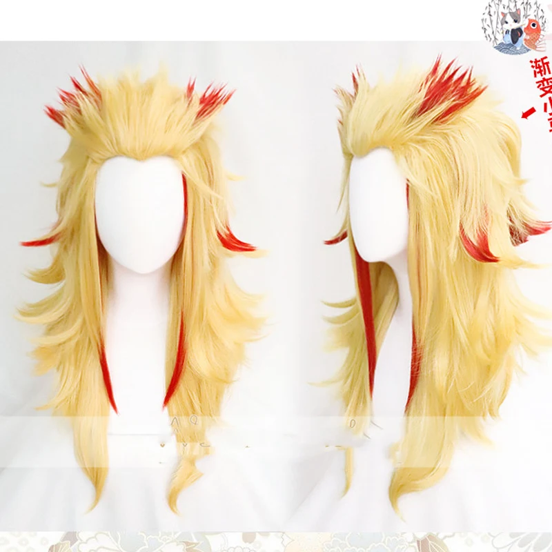 Аниме Demon Slayer: Kimetsu No Yaiba Rengoku Kyoujurou косплей парик термостойкие синтетические волосы парики+ парик колпачок
