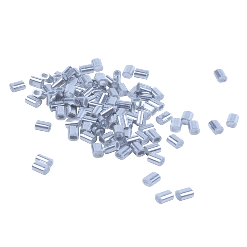 100 Pcs 1mm Steel Wire Rope Aluminum Ferrules Sleeves Silver Tone | Обустройство дома