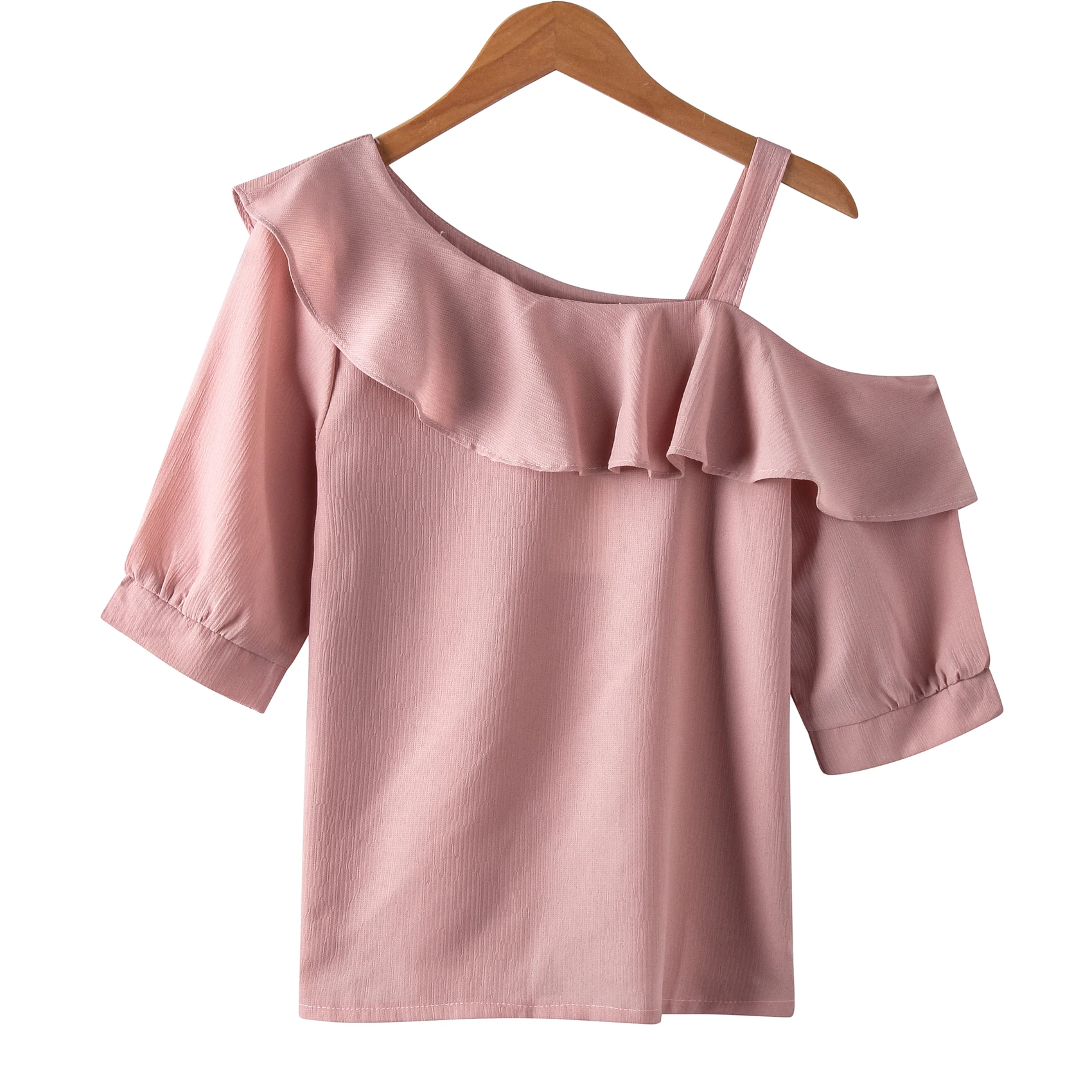 Fashion Women White Blouse Elegant Chic Ruffle Short Sleeve Designer Shirts Female Summer Tops Blusas Femininas |