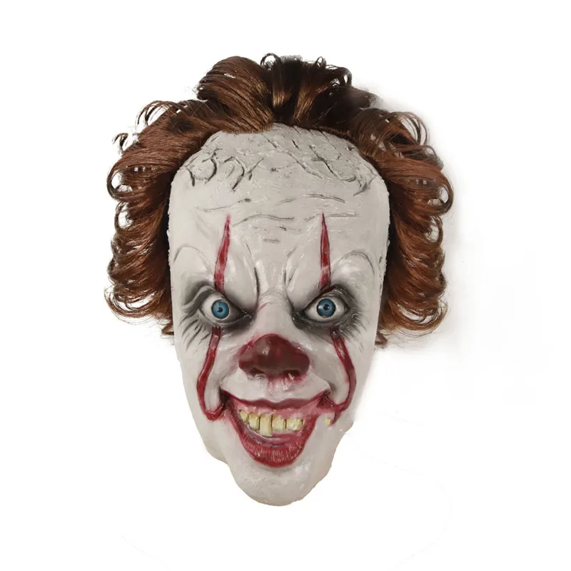 Stephen King's It Mask Pennywise страшный клоун Джокер маска глаза будут блестеть клоун светодиодный латексная маска Хэллоуин косплей костюм реквизит - Цвет: Without LED