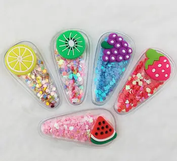 

Fruit slice heart Filling Sequin Applique Hair BB Clips Cover Appliques for girl DIY Hair Clip Accessories without clip