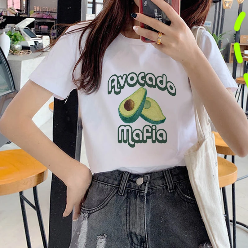 New hot sale printed kawaii cartoon T-shirt women casual graphics avocado avocado short-sleeved shirt women summer T-shirt