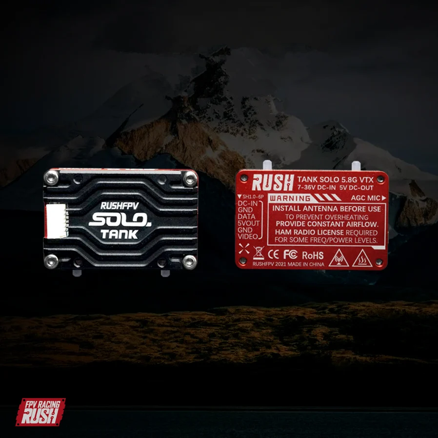RUSHFPV Раш Танк SOLO 5 8G 48CH PitMode Pitmode 25mW 400mW 800mW 1 6 W Регулируемый VTX 2-6S микрофон для FPV