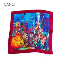 

2021 Women Square Neck Hair Scarves 100% Silk Scarf Foulard Shawls And Wraps Bandana Neckerchief Poncho Headband Hijab 53*53cm