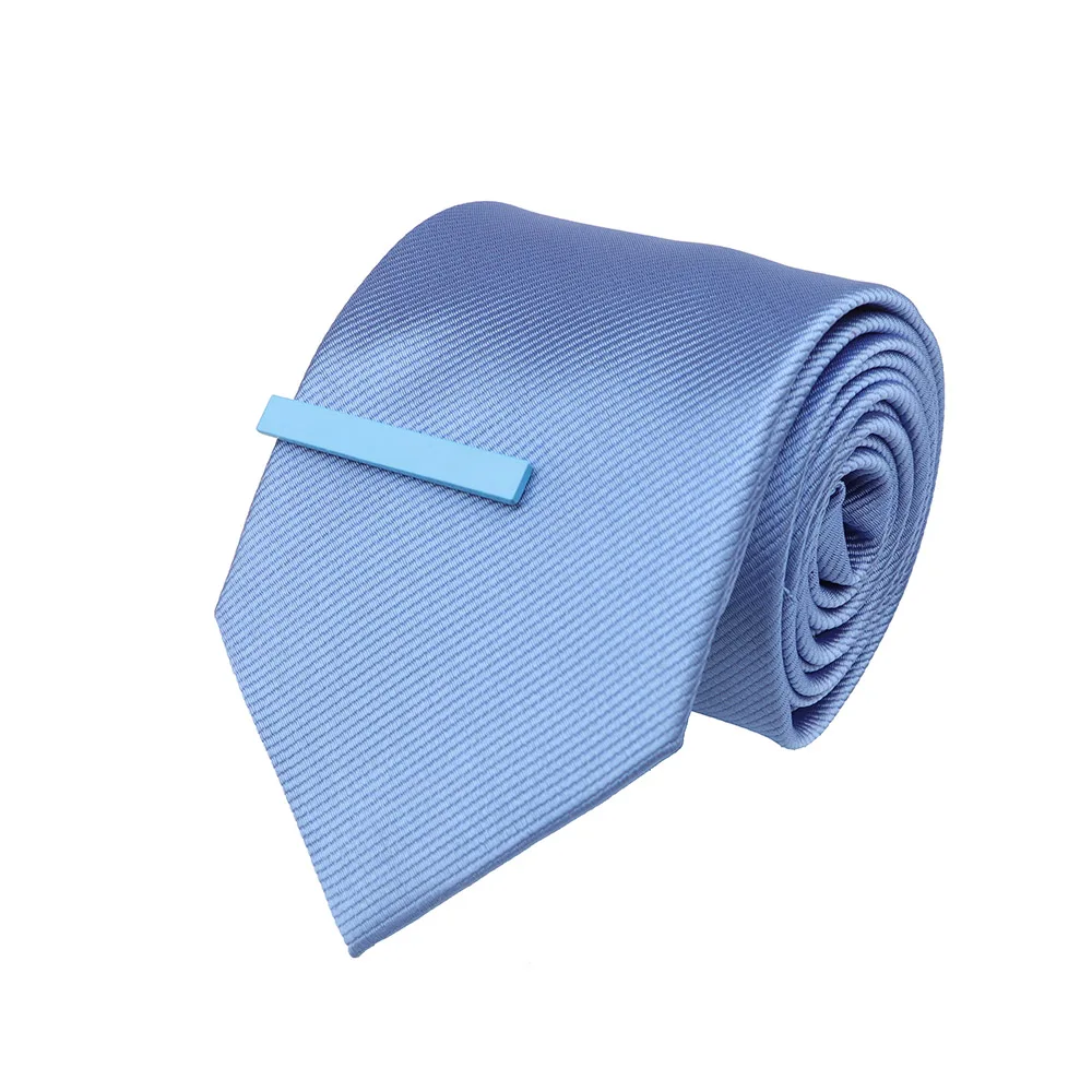 Набор галстуков и зажимов, модные однотонные галстуки из полиэстера 8 см, яркие Галстуки, зажимы на застежке, цветные аксессуары для мужской одежды - Цвет: 8