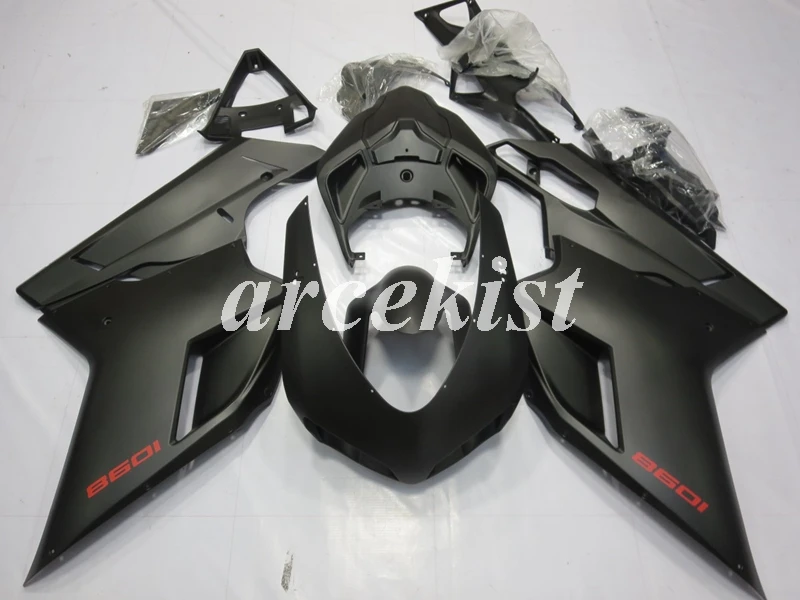 ABS полный обтекатель комплект подходит для DUCATI 848 evo 1098 1198 1098S 2007 2008 2009 2010 2011 2012 набор черный