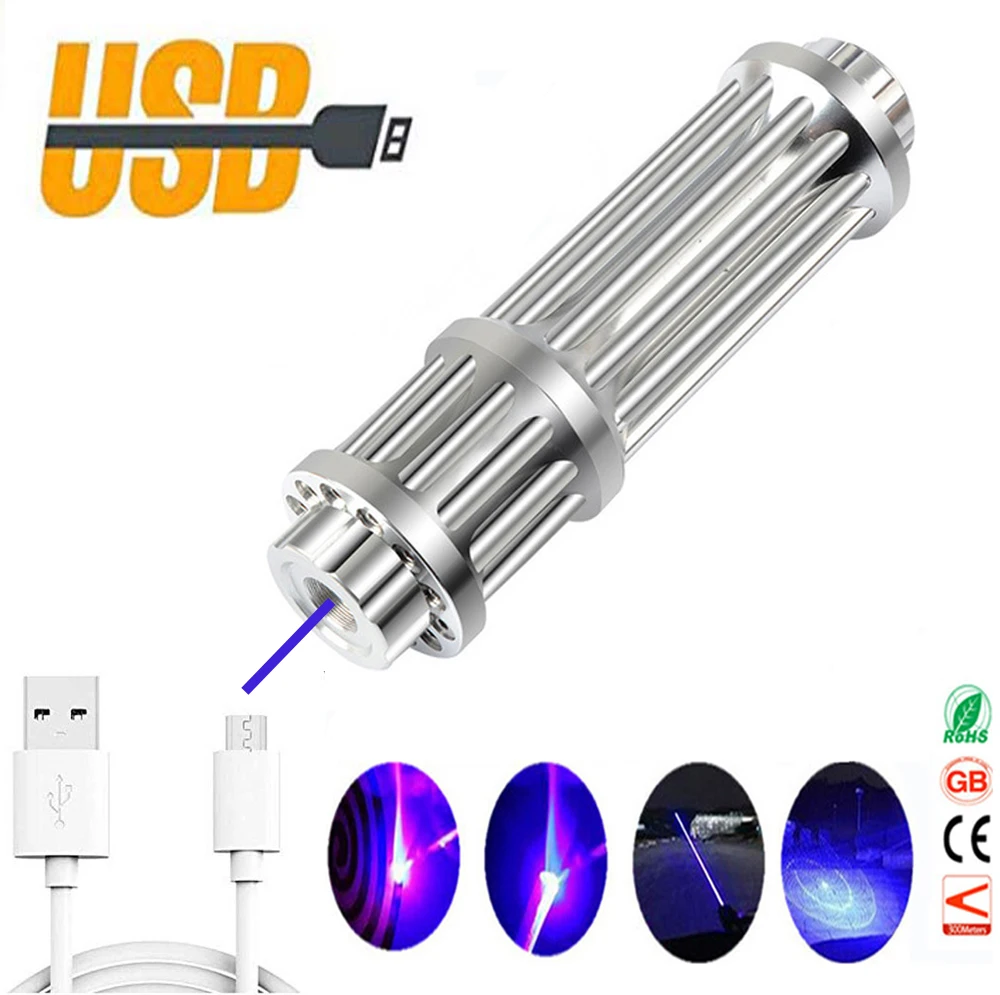 

USB Rechargeable Blue Laser pointer Built-in battery High Power Green Red Laser Sight Adjustable Focus Lazer Pen laserpointer