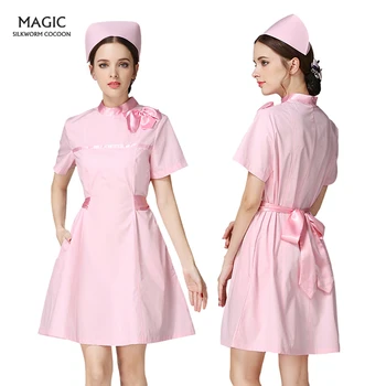 

Beauty salon Work Clothes Ribbon stitching Spa Uniform Health Workwears Frosted Coat Scrub Uniform Activity performance clothing