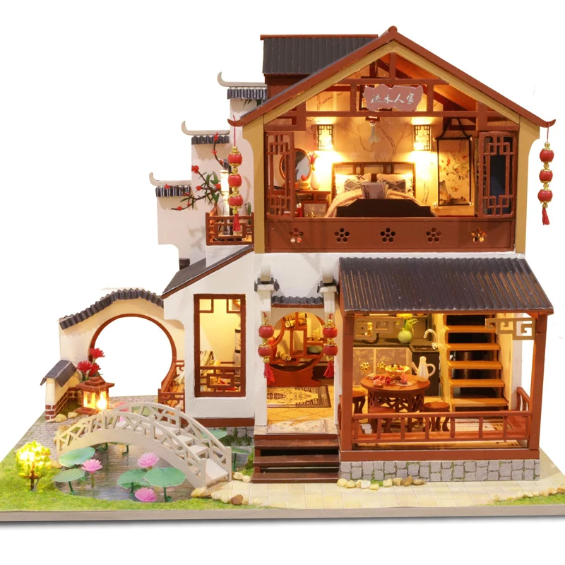 CUTEBEE детские игрушки кукольный дом мебель собирать деревянные миниатюрные кукольный домик Diy кукольный домик Головоломка Развивающие игрушки для детей P3