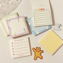 100 arkuszy tulipan uwaga papier prosty styl Plaid wiadomość Memo Pad Kawaii biurowe notatnik biuro zostaw wiadomość materiały biurowe