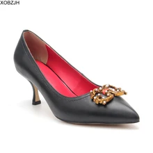 XOBZJH Designer Office kitten Heels Shoes Women Luxury 2020 Low Heels Black Pumps Woman for Dress Party Wedding Bride Shoes