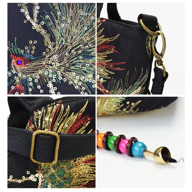 Buy OnlineWomen Shoulder Bag Peacock Ethnic Style Retro Shiny Fashion Handbag Large Capacity Tote Female Bag Luxury Handbag Crossbody Bags.