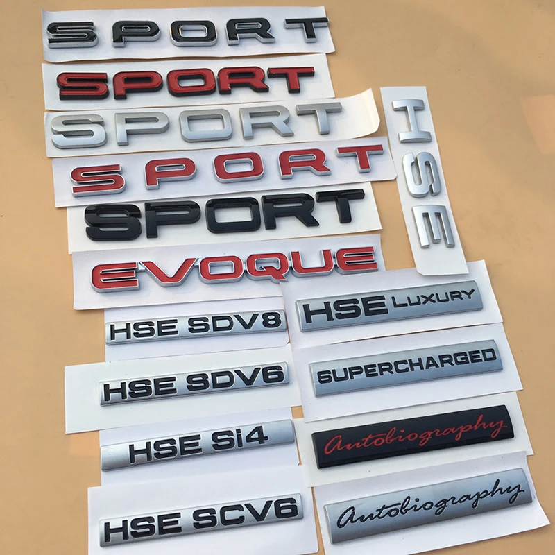

SPORT Emblem for Land Range Rover SV Autobiography Discovery HSE Luxury SCV6 SDV6 SDV8 Si4 Bar Badge Car Styling Trunk Sticker