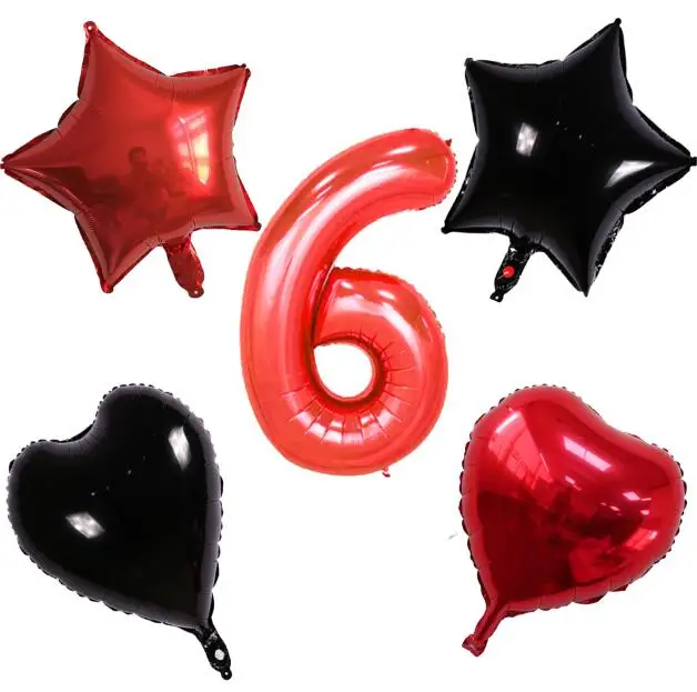 Number 6 5 шт./партия Anniversaire МИККИ красный черный номер 1 2 3 воздушные шары для первого дня рождения украшения Дети фольги баллоны Минни балоны - Цвет: Number 6