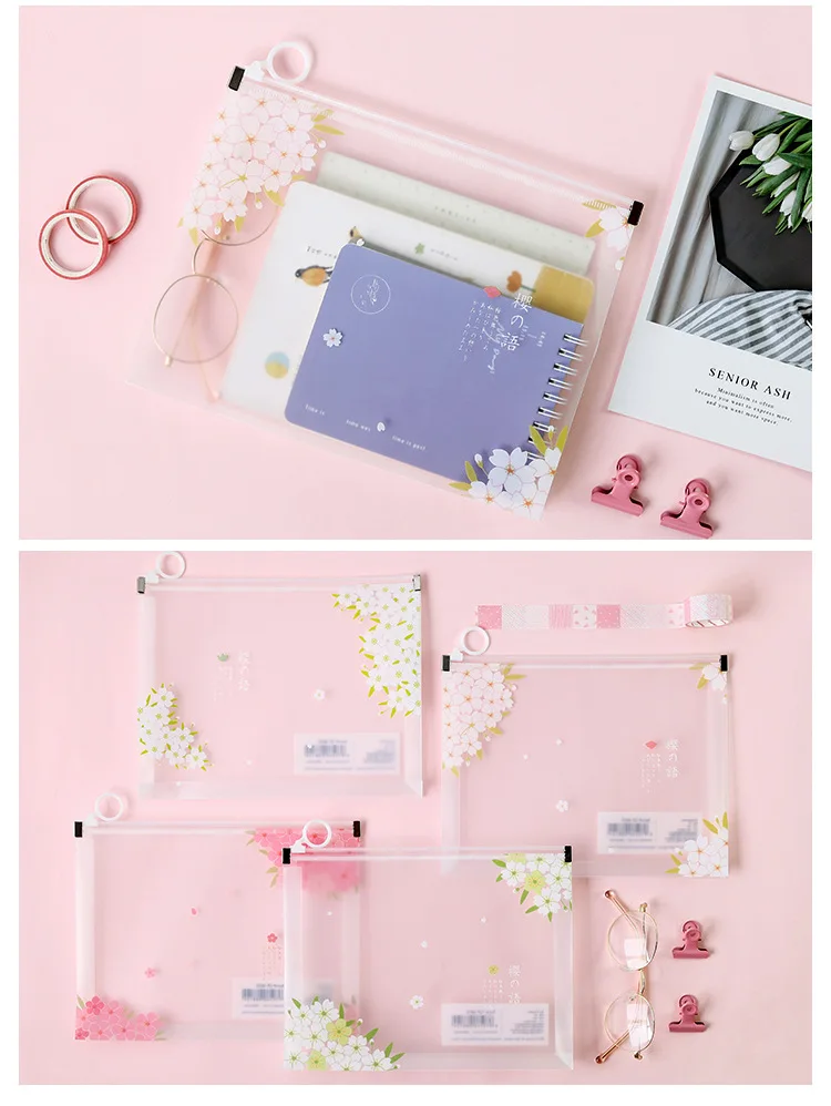 1 шт. Kawaii Sakura A4 папка принадлежности школьные книги канцелярские принадлежности Органайзер бумаги карандаш офисный чехол для хранения файл сумка