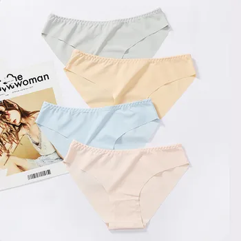 

3pcs Women Panties Underwear Ultra-thin Seamless Briefs For Women Comfort Low-Rise Solid Sexy Lingerie Summer Fashion Underpants