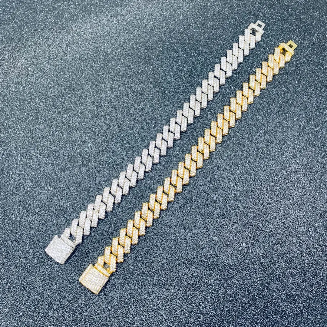 Big Heavy Hip Hop ice Men Boy Jewelry Micro Pave CZ Rose Gold Two Tone Color Rock Punk Ice Out Cuban Chain Necklace 19mm