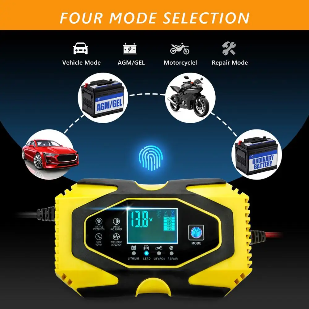 Automatic Car Battery Charger 12V/24V 6Amp/3Amp Power Pulse Funtional Repair Chargers Lead Acid Digital LCD Screen |