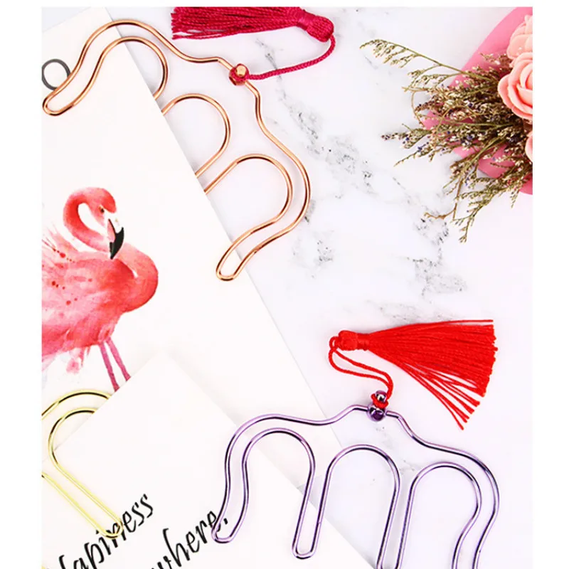 

Pure Color Metal Bookmark Gift 62mm*94mm DIY Paper Clip Book Marker School Office Music Supplies