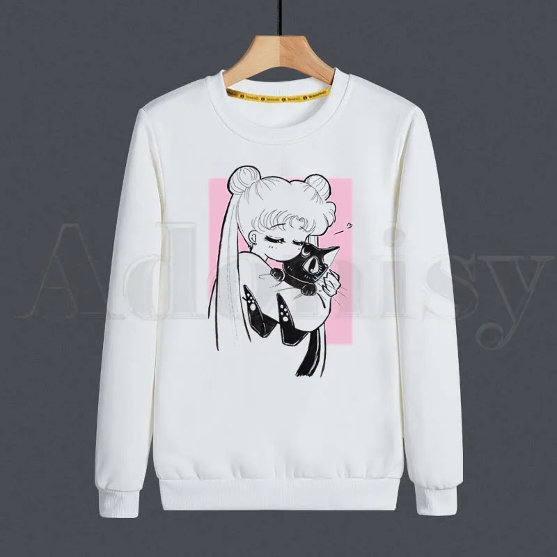 

Sailor Moon Harajuku Kawaii Anime Japanese Kawaii Hoodies Sweatshirt Print Trend Mens Clothes Hip-Hop Male Crewneck Hoodies Men