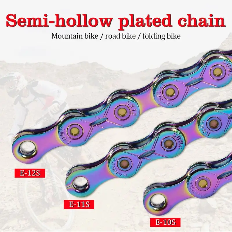 MTB цепь для дорожного велосипеда Красочные 10/11/12S полу-Велосипедное переменной Скорость цепи