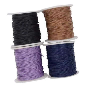 

4 Rolls Of 80 Meters Waxed Cotton With Threads To Make Jewelry Accessories 1mm