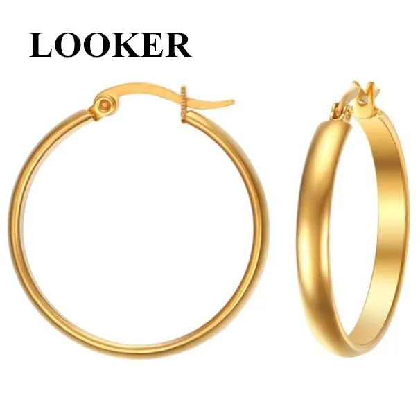 LOOKER новые модные ювелирные изделия золотые серьги-кольца из нержавеющей стали
