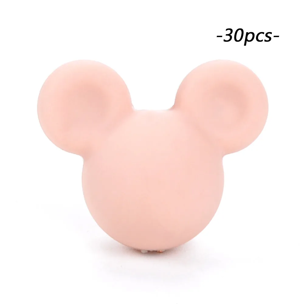 peachy LOFCA 30 шт Микки силиконовые бусины BPA бесплатно мультфильм детские игрушки для прорезывания зубов пищевой силикон для кормления ожерелье для изготовления соски цепь - Цвет: peachy